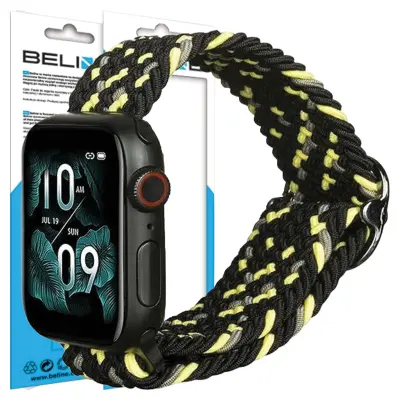BELINE APPLE WATCH TEKSTILNI PAŠEK 38/40/41MM BLACK/LIME ETUI