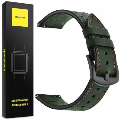 SPACECASE PAŠEK ZA URO 20 MM ELEGANCE GREEN USNJE ZA APPLE WATCH