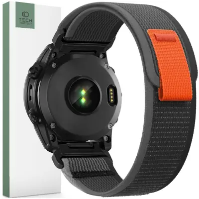 TECH-PROTECT NAJLON PAŠEK ZA GARMIN FENIX 5 6 6 PRO 7 ČRNO ORANŽEN