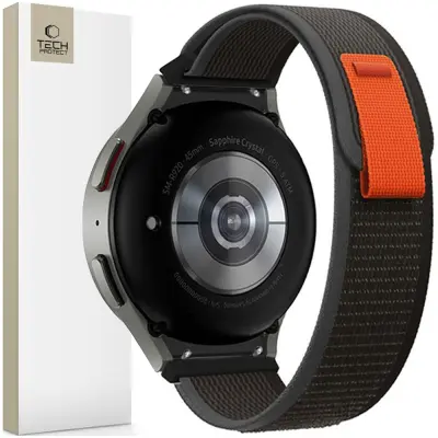 TECH-PROTECT NAJLON PAŠEK ZA SAMSUNG GALAXY WATCH 4 5 6 7 FE ČRNO ORANŽEN