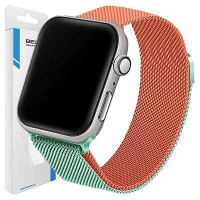BELINE PAS ZA APPLE WATCH JEKLO 42/44/45/49MM ZELENO-ORANŽNO OHIŠJE