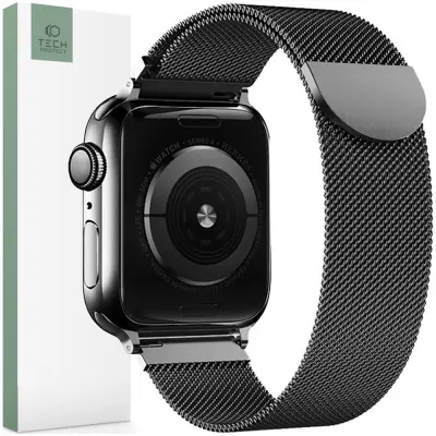 TECH-PROTECT MILANESEBAN PAS ZA APPLE WATCH 4 5 6 7 8 9 SE 38 40 41 MM ČRN