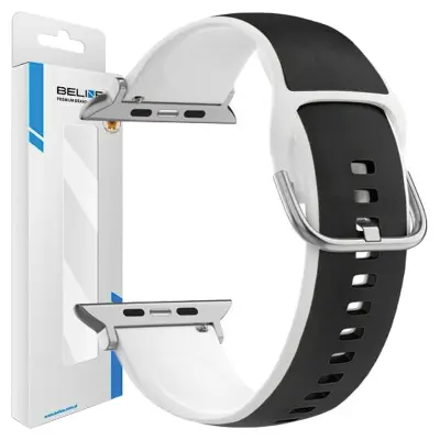 BELINE PAŠEK ZA APPLE WATCH SILICO LEATHER 38/40/41MM ČRNO BELO ETUI