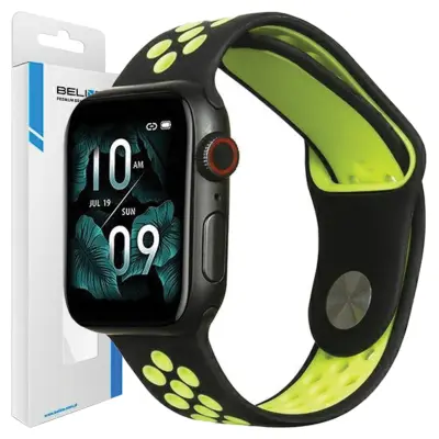 BELINE PASEK APPLE WATCH SPORT SILICONE 38/40/41MM CZARNO-LIMONKOWY BLACK/LIME