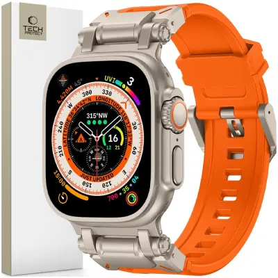 TECH-PROTECT PAŠEK ZA APPLE WATCH DELTA PRO 42 44 45 49 MM ORANŽEN TITANIUM