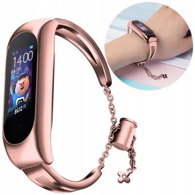 ZAMIENNA METALOWA OPASKA ŁAŃCUSZEK PASEK DO XIAOMI MI BAND 6/5/4/3 RÓŻOWY