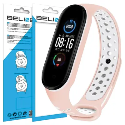 BELINE DESIGN PAŠEK ZA MI BAND 7/6/5 ROZA IN BEL PAS ZA URO