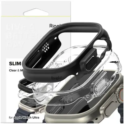 ETUI RINGKE SLIM 2-PACK ZA APPLE WATCH ULTRA 1 / 2 (49 MM) CLEAR MAT BLACK
