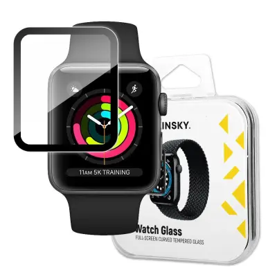 Hibridno zaščitno steklo za Apple Watch 1/2/3 42mm Watch Glass črno