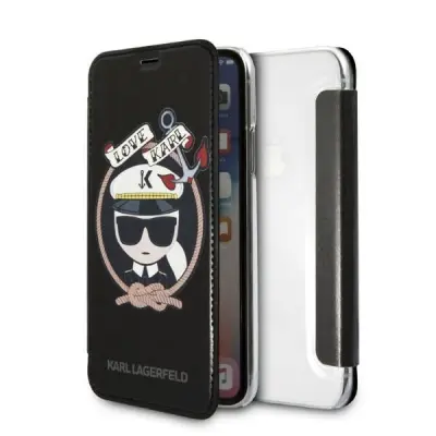 OVITEK KARL LAGERFELD ZA IPHONE X XS ČRNO BLEŠČICE