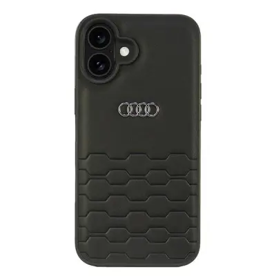 OVITEK AUDI IZ SINTETIČNEGA USNJA ZA IPHONE 16 PLUS 6.7 ČRN
