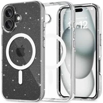 OVITEK TECH-PROTECT FLEXAIR HYBRID FOR MAGSAFE ZA IPHONE 16 Z BLEŠČICAMI