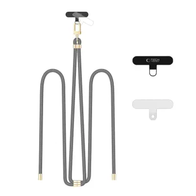 TECH-PROTECT OBESEK ZA TELEFON CROSSBODY ROPE CRAYON GREY/GOLD STRAP