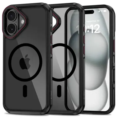 OVITEK TECH-PROTECT MAGHYBRID ZA MAGSAFE ZA IPHONE 16 ČRNO/RDEČ VISOKA ZAŠČITA