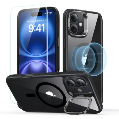 OVITEK ESR CLASSIC HYBRID KICKSTAND ZA IPHONE 16 PLUS CLEAR/BLACK
