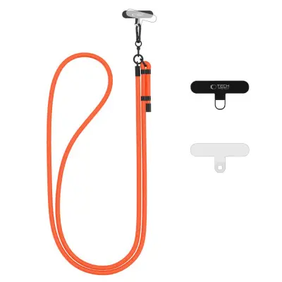 TECH-PROTECT C1S ROPE TRAK ZA ČEZ TELO NEON ORANŽEN/ČRN TRAK ZA TELEFON