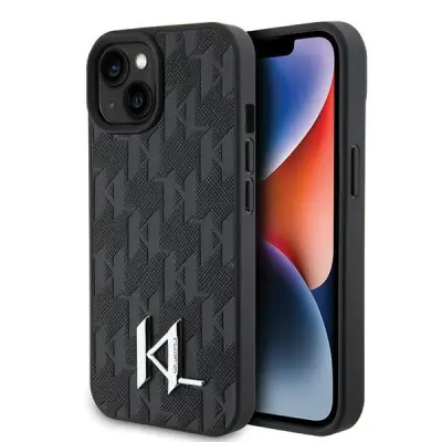 OVITEK KARL LAGERFELD ZA IPHONE 15 14 13 6.1 ČRNO USNJENO