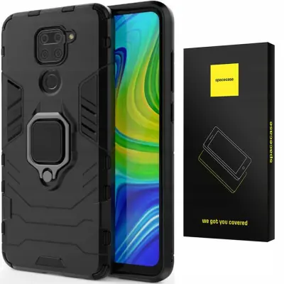 SPACECASE OVITEK ZA XIAOMI REDMI NOTE 9 BLACK SC X-RING