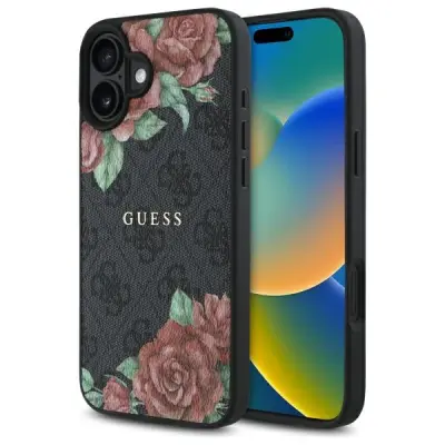 OVITEK GUESS HARDCASE ZA IPHONE 16 6,1 INCH ZA MAGSAFE 4G ČRN