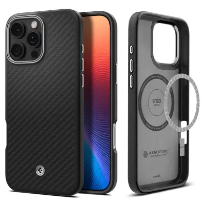 SPIGEN ENZO ARAMID MAG ZA MAGSAFE OVITEK ZA IPHONE 16 PRO MAX ČRNA/SREBRNA