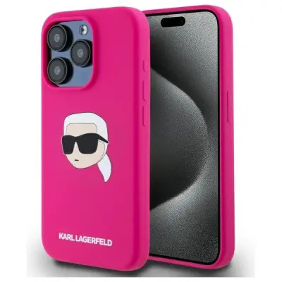 SILIKONSKI OVITEK KARL LAGERFELD HARDCASE ZA IPHONE 15 PRO MAX ZA MAGSAFE FUCHSIA