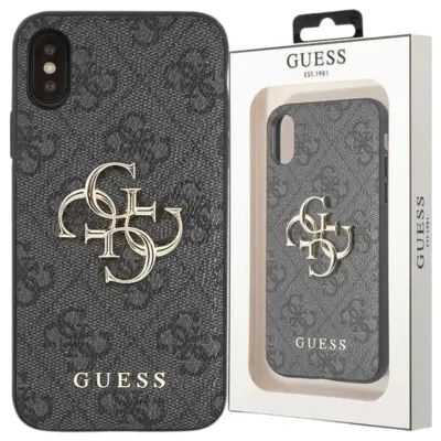 GUESS HARDCASE OVITEK ZA IPHONE X/XS SIVO SIVO 4G KOVINSKI LOGO