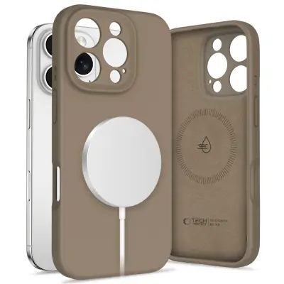 TEKOČI SILIKONSKI OVITEK TECH-PROTECT ZA IPHONE 16 PRO MAX ZA MAGSAFE RJAV