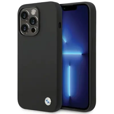 BMW BMHCP15XSILBK IPHONE 15 PRO MAX 6.7 CZARNY/BLACK SILICONE METAL LOGO