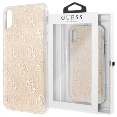 GUESS IPHONE X/XS TRDI OVITEK ZLAT OVITEK ZA TELEFON Z BLEŠČICAMI