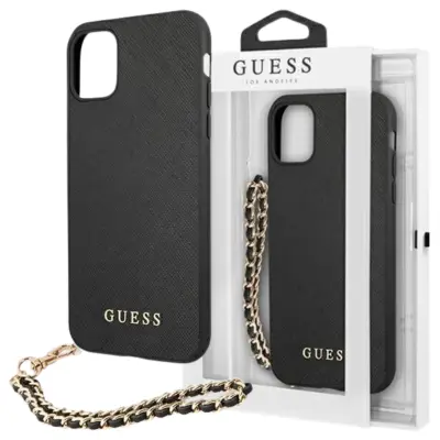 GUESS HARDCASE SAFIANO CHAIN CASE ZA IPHONE 11 6.1/XR ČRN