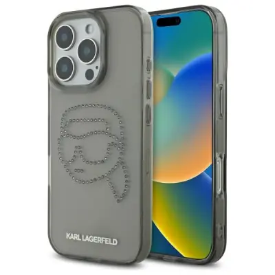 KARL LAGERFELD KLHCP16XHKHDCELK IPHONE    16 PRO MAX 6.9" CZARNY/BLACK HARDCASE IML RHINESTONES KARL HEAD