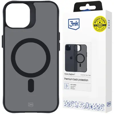 OVITEK 3MK SMOKE MAGCASE ZA IPHONE 15 MAGSAFE PROZOREN ČRN