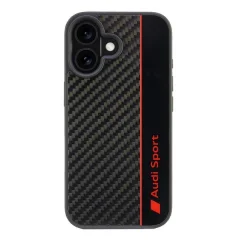 OVITEK AUDI CARBON FIBER STRIPE HARDCASE ZA IPHONE 16 6.1” ČRN