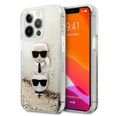 KARL LAGERFELD HARDCASE TEKOČA BLEŠČICA IPHONE 13 PRO MAX 6.7 ZA ZLATO