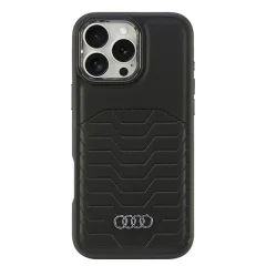 AUDI SINTETIČNO USNJE ZA OVITEK MAGSAFE ZA IPHONE 16 PRO MAX 6.9 ČRN