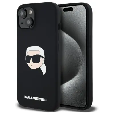 KARL LAGERFELD HARDCASE SILIKONSKI OVITEK MAGSAFE ZA IPHONE 15 6.1 ČRN