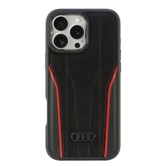 AUDI PRAVO USNJE ZA MAGSAFE OVITEK ZA IPHONE 16 PRO MAX 6.9 ČRNO-RDEČ