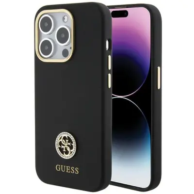 SILIKONSKI OVITEK GUESS HARDCASE Z LOGOTIPOM STRASS ZA IPHONE 15 PRO MAX 6.7