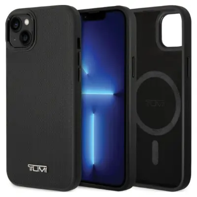 TUMI HARDCASE USNJEN OVITEK ZA MAGSAFE ZA IPHONE 14 15 13 6.1 ČRN