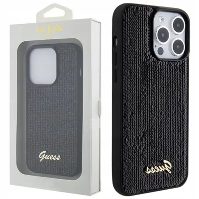 OVITEK GUESS CASE Z LOGO ZA IPHONE 15 PRO ČRN