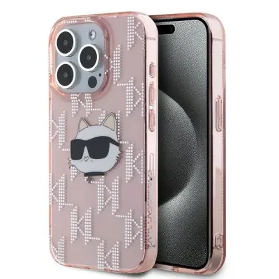 OVITEK KARL LAGERFELD IML CHOUPETTE HEAD MONOGRAM ZA IPHONE 15 PRO ROZA