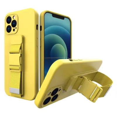 ROPE CASE GEL ETUI Z DOLŽINO IN VREČICO ZA IPHONE 12 MINI RUMEN