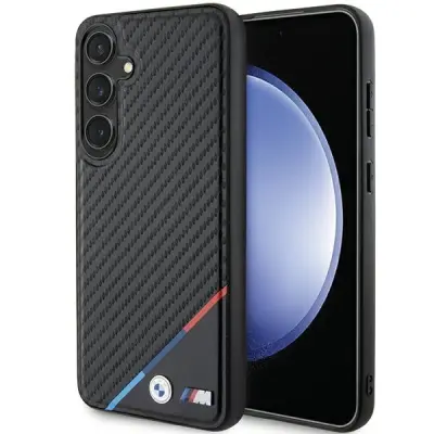 BMW CARBON TRICOLOR LINE OVITEK ZA MAGSAFE ZA SAMSUNG GALAXY S24 ČRN
