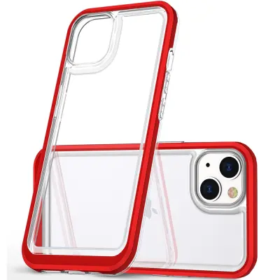 CLEAR ETUI CASE OBUDOWA POKROWIEC FUTERAŁ Z RAMKĄ DO IPHONE 14PLUS CZERWONE