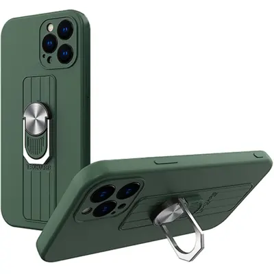 RING CASE ETUI CASE OBUDOWA Z UCHWYTEM DO SAMSUNG GALAXY A72 CIEMNOZIELONY