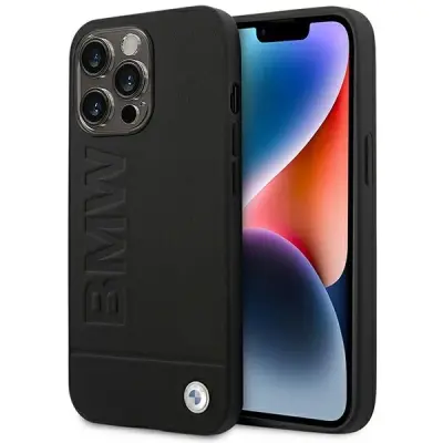 BMW USNJENA STAMP CASE OVITEK ZA IPHONE 14 PRO MAX ČRNA