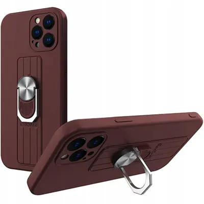 HURTEL RING ETUI OHIŠJE Z ROČAJEM ZA SAMSUNG GALAXY A72 RJAV