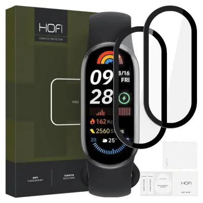 HOFI HIBRIDNI STEKLENI ETUI 2-PACK ZA XIAOMI SMART BAND 9 NFC ČRN