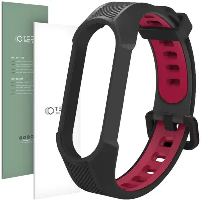 OVITEK TECH-PROTECT ARMOR ZA XIAOMI MI SMART BAND 5/6/6 NFC ČRNO/RDEČ