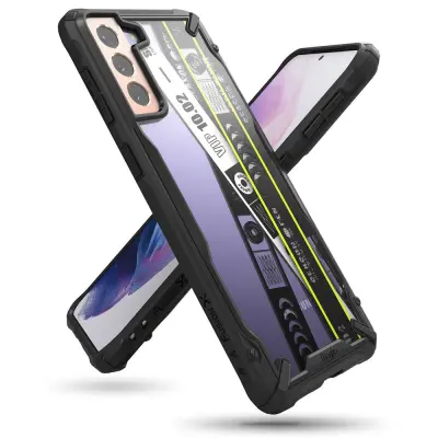 Oklepno ohišje z okvirjem za Galaxy S21+ 5G Fusion X Design Ticket, črno